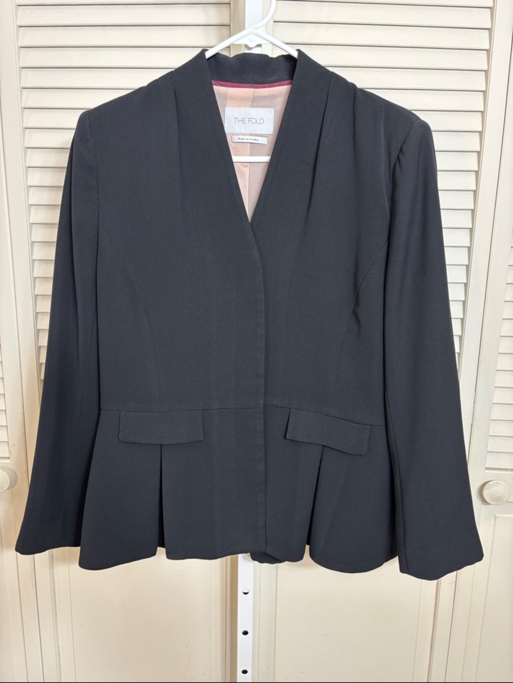 The Fold Black Peplum Women's Tailored Blazer Jacket Size 14
